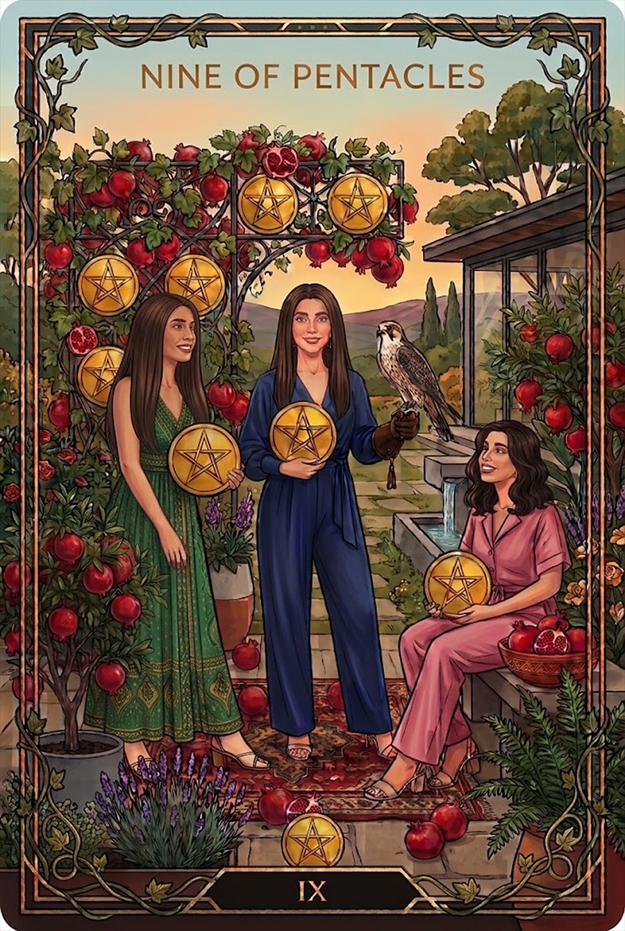 Tarot card: the Nine of Pentacles