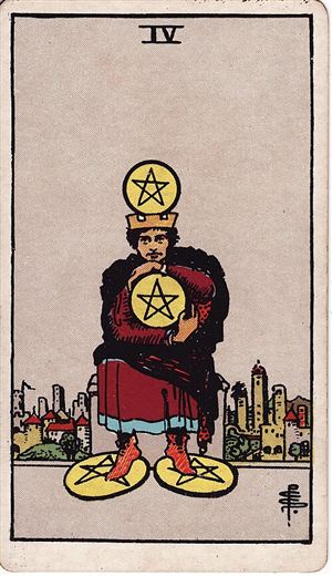 Cuatro de Oros (Four of Pentacles)